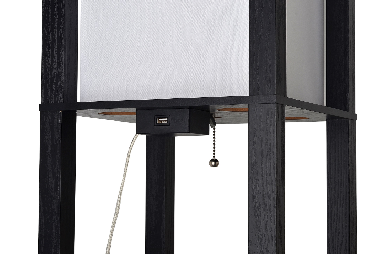 slide 4 of 4, ROOM & RETREAT Rr Shelf Floor Lamp Black With Usb Port 72 In, 72 in