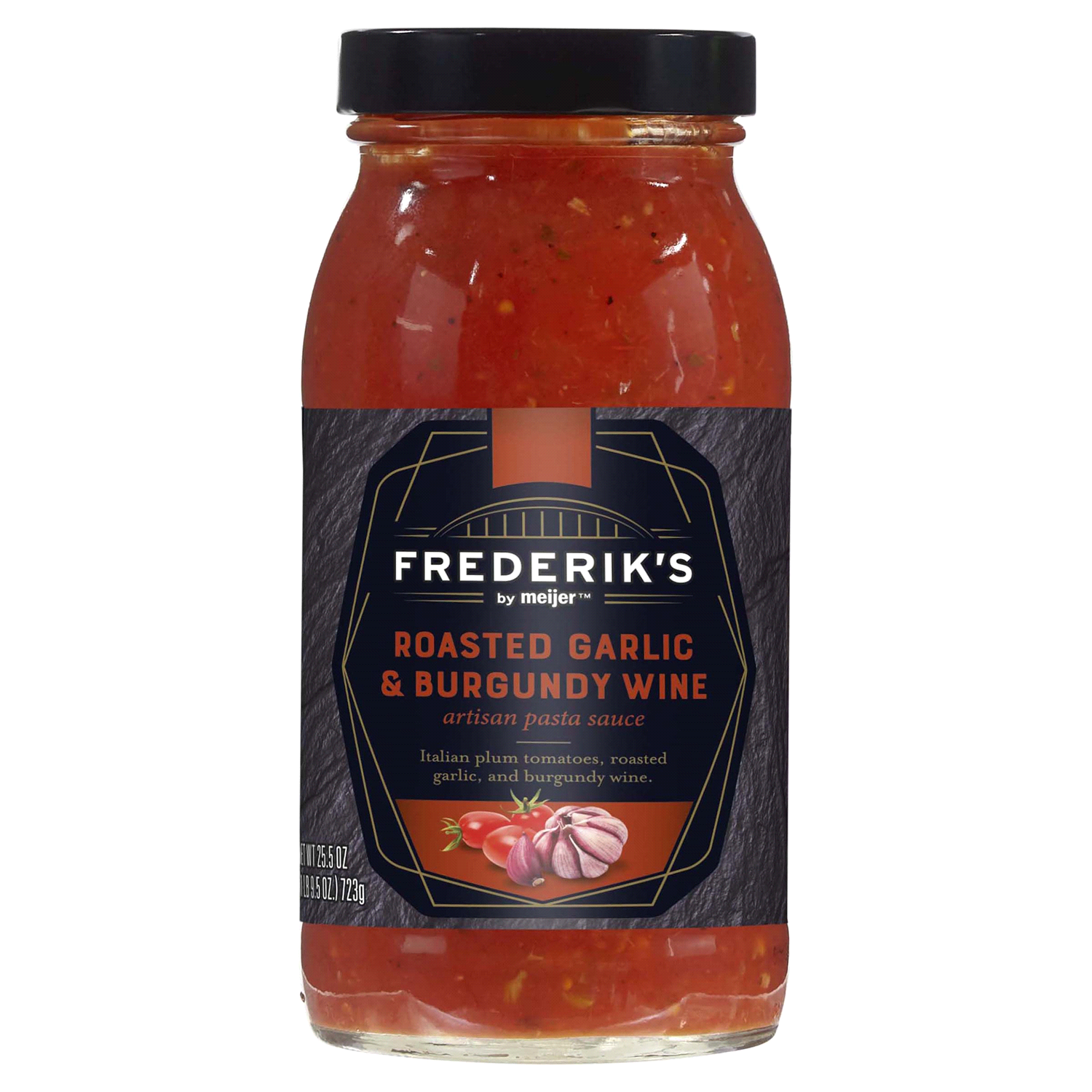 slide 1 of 4, FREDERIKS BY MEIJER Frederik's by Meijer Roasted Garlic and Burgundy Wine Artisan Pasta Sauce, 25.25 oz