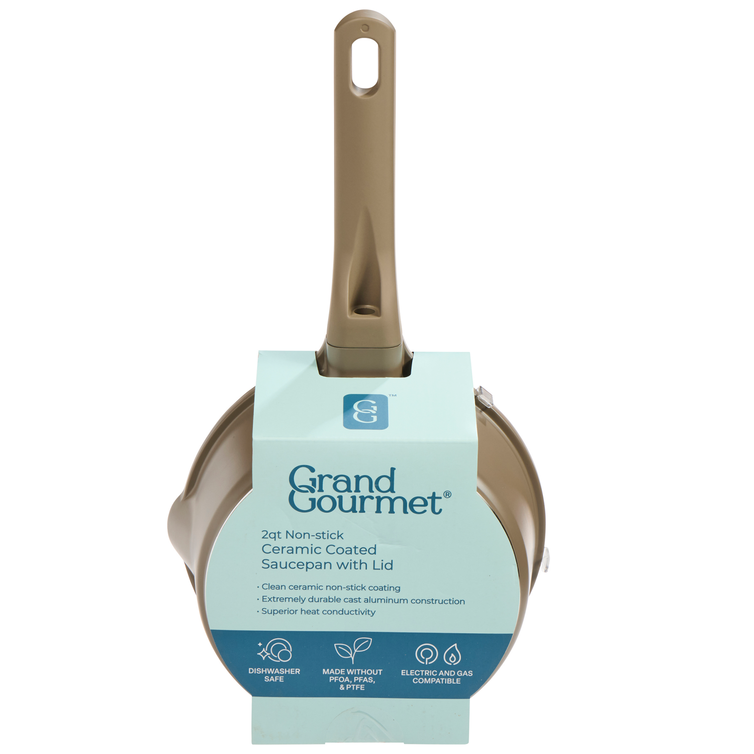 slide 2 of 4, Grand Gourmet GG Ceramic Saucepan W Lid 2Qt Gray, 2 qt