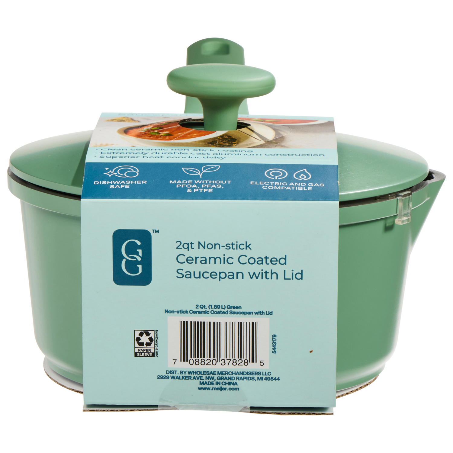 slide 3 of 4, Grand Gourmet GG Ceramic Saucepan W Lid 2Qt Green, 2 qt