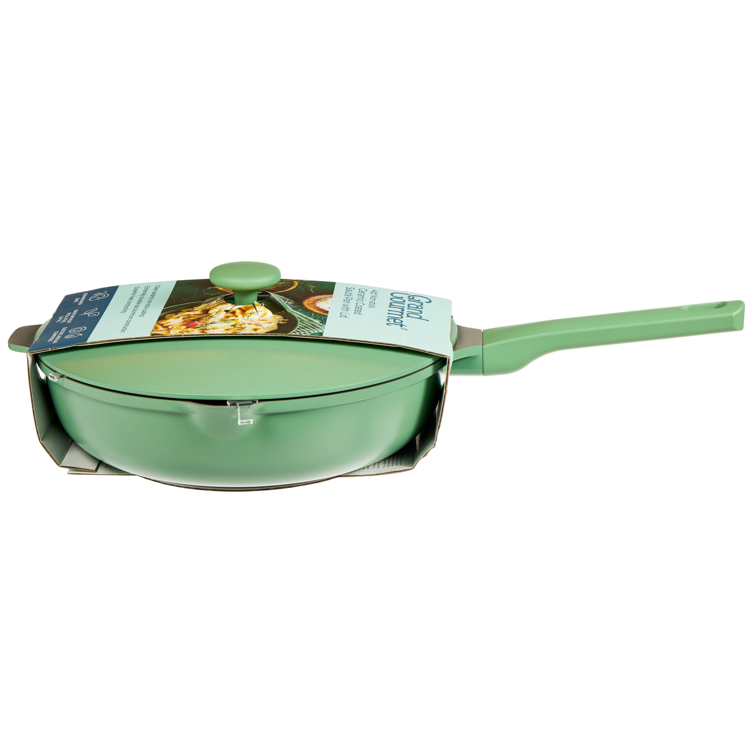 slide 2 of 2, Grand Gourmet GG Ceramic Saute Pan W Lid 4Qt Green, 4 qt
