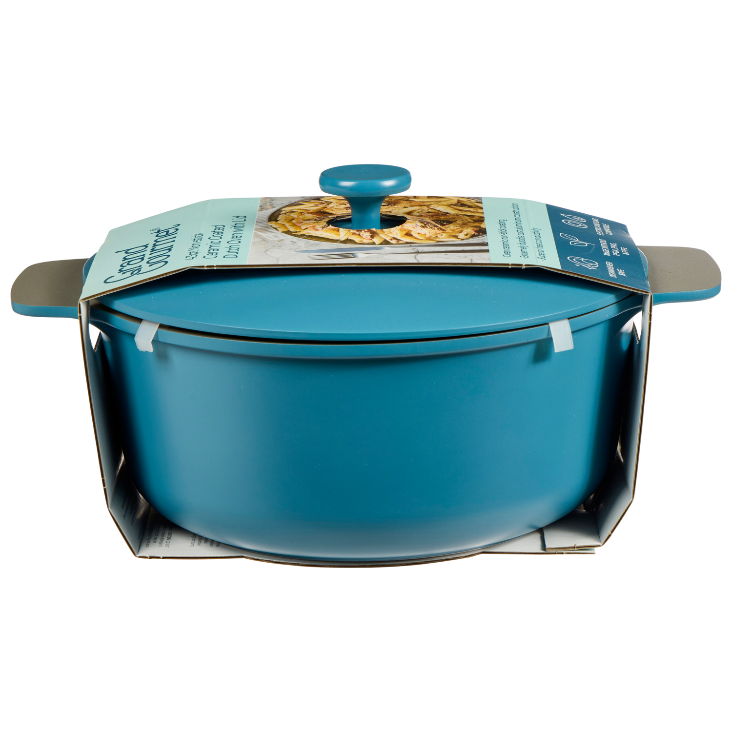 slide 2 of 2, Grand Gourmet GG Ceramic Dutch Oven W Lid 4.3Qt Blue, 4.3 qt