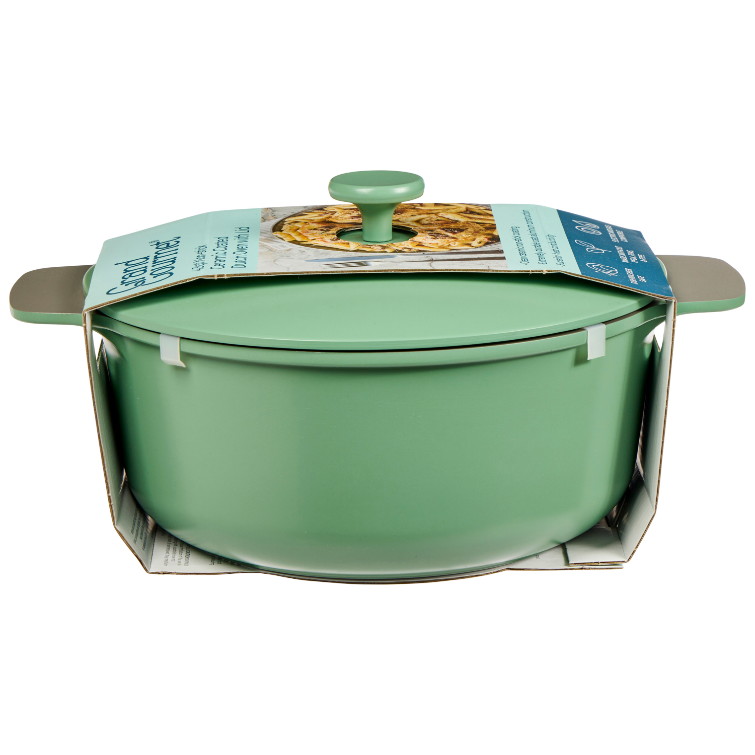 slide 2 of 2, Grand Gourmet GG Ceramic Dutch Oven W Lid 4.3Qt Green, 4.3 qt