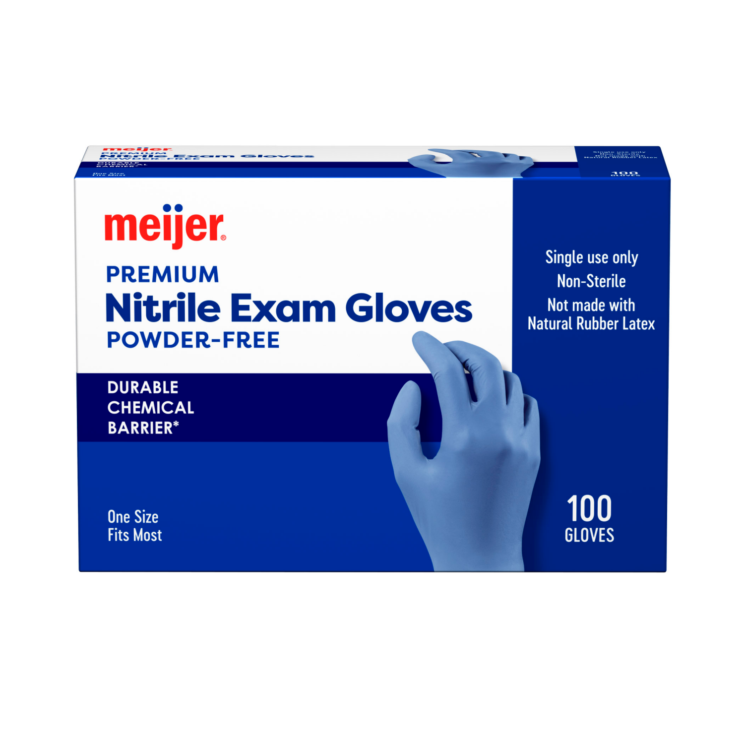 slide 2 of 6, Meijer Premium Nitrile Exam Gloves, Powder Free, 100 ct, Blue, 100 ct