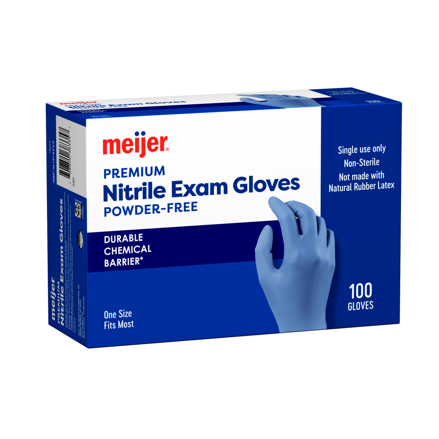 slide 3 of 6, Meijer Premium Nitrile Exam Gloves, Powder Free, 100 ct, Blue, 100 ct