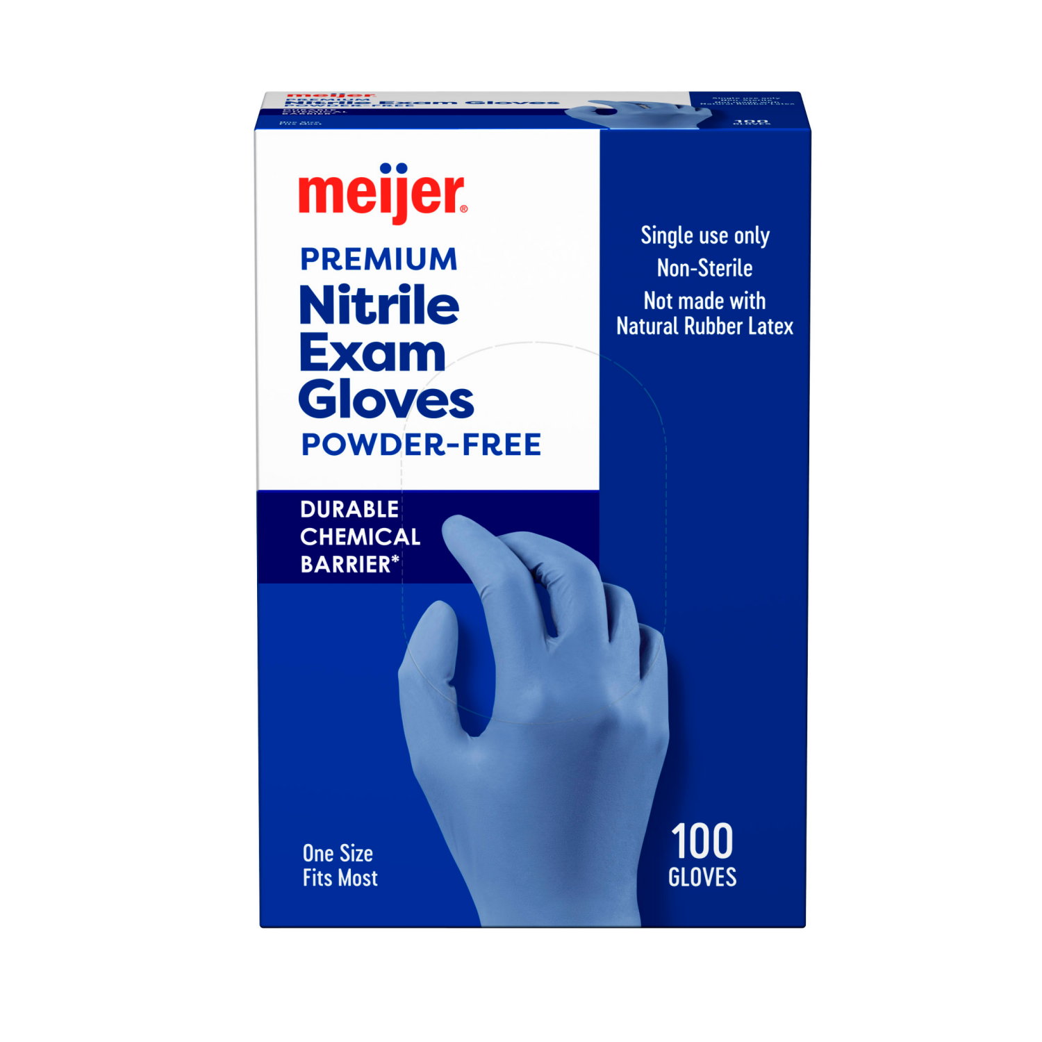 slide 1 of 6, Meijer Premium Nitrile Exam Gloves, Powder Free, 100 ct, Blue, 100 ct