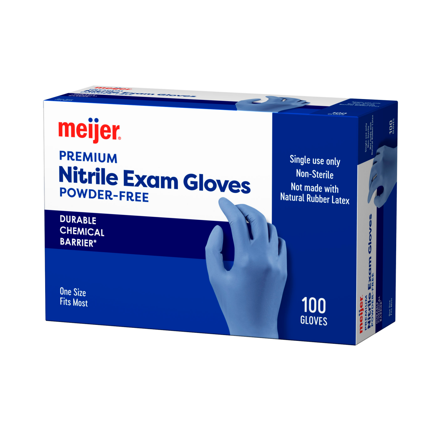 slide 5 of 6, Meijer Premium Nitrile Exam Gloves, Powder Free, 100 ct, Blue, 100 ct