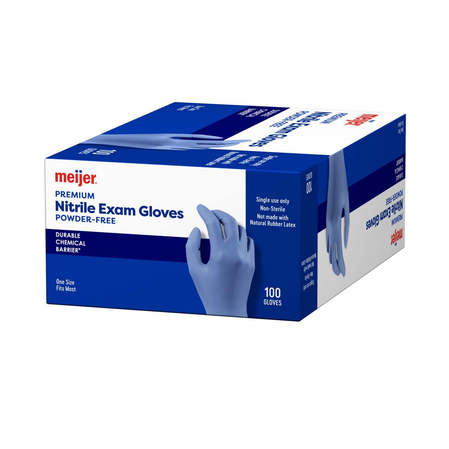slide 6 of 6, Meijer Premium Nitrile Exam Gloves, Powder Free, 100 ct, Blue, 100 ct