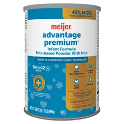 Meijer Advantage Premium Baby Formula Powder with Iron, Dual HMOs, Non-GMO
