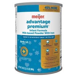Meijer Advantage Premium Baby Formula Powder with Iron, Dual HMOs, Non-GMO