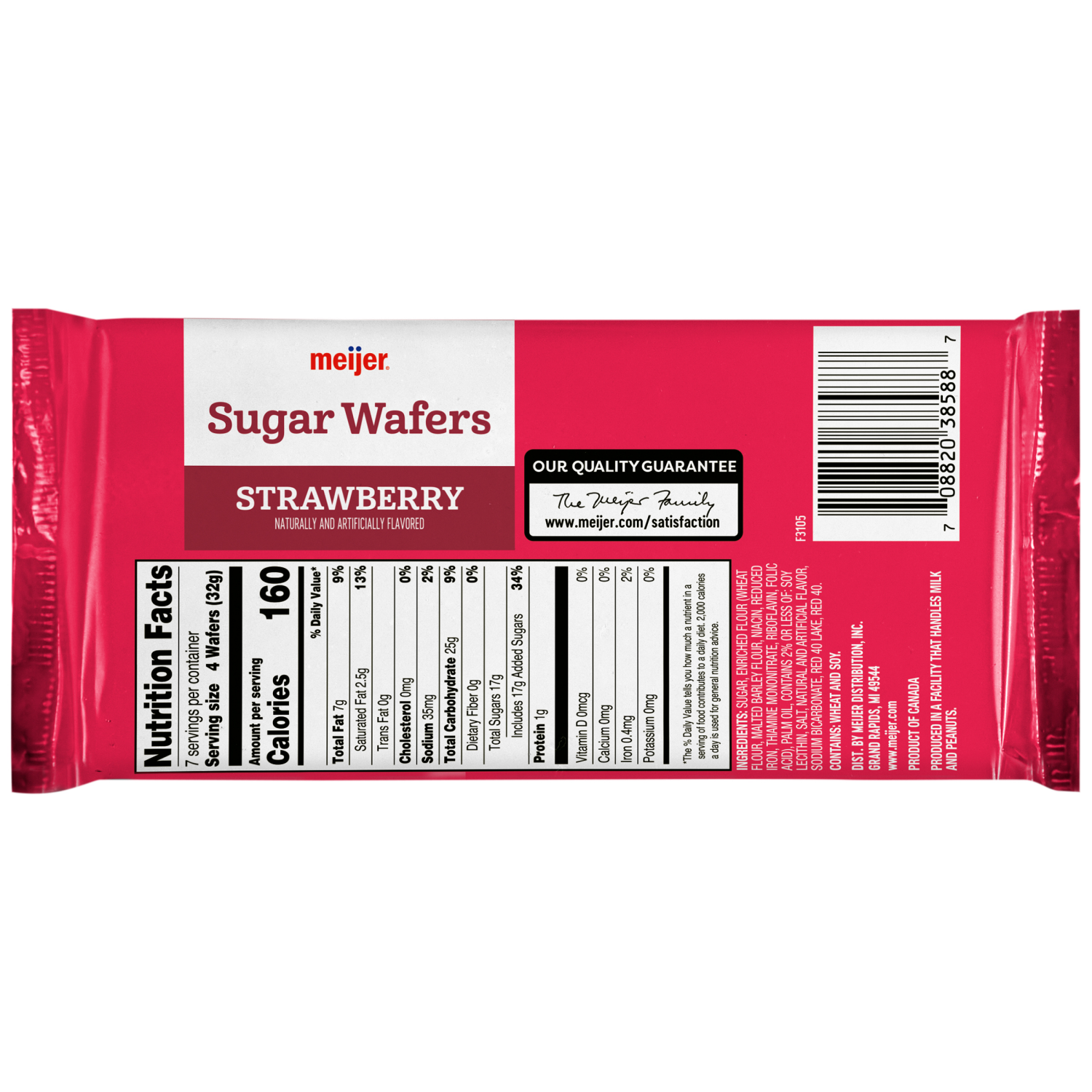 slide 2 of 6, Meijer Strawberry Sugar Wafer Cookies, 8 oz
