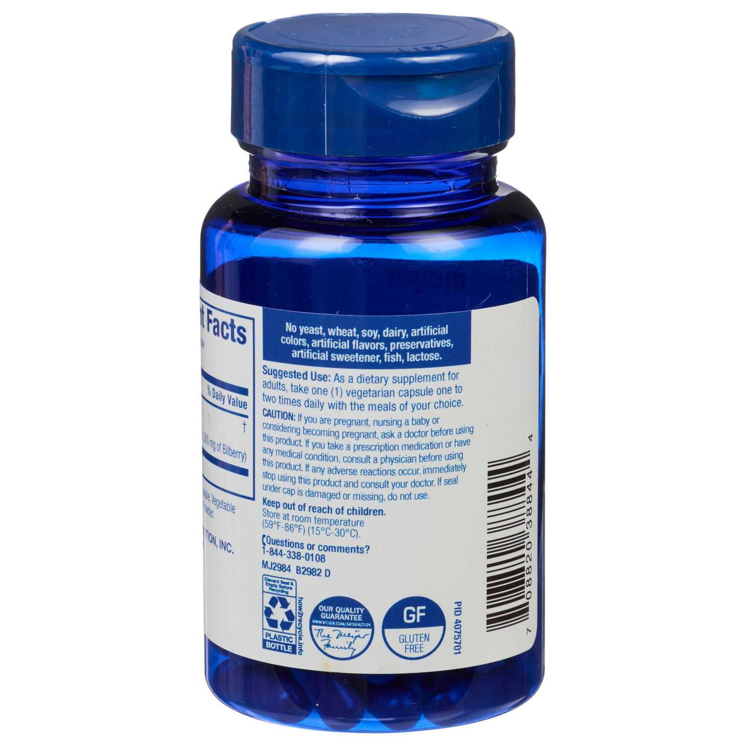 slide 2 of 3, Meijer Wellness Meijer Bilberry Extract Herbal Supplement Capsule, 60 ct; 1200 mg