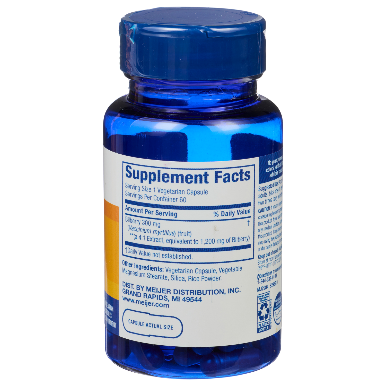 slide 3 of 3, Meijer Wellness Meijer Bilberry Extract Herbal Supplement Capsule, 60 ct; 1200 mg