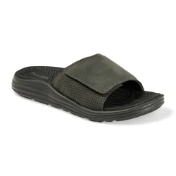Falls Creek Mens' Adjustable Slide Sandals, Sandal, Black, Medium