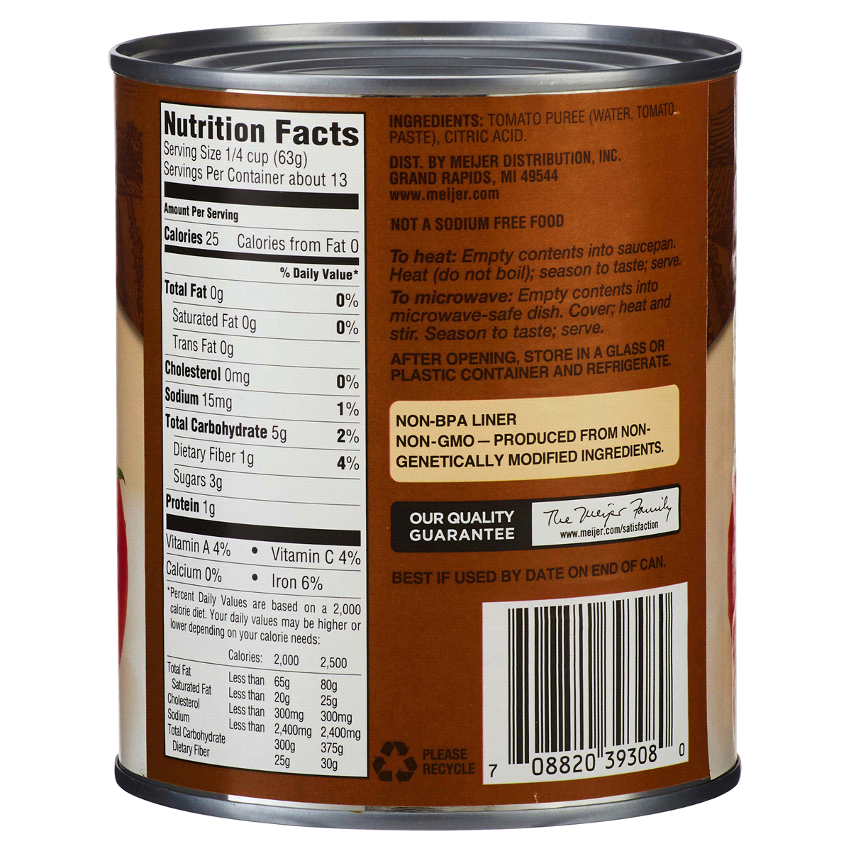 slide 2 of 2, Meijer Naturals Tomato Puree, 29 oz
