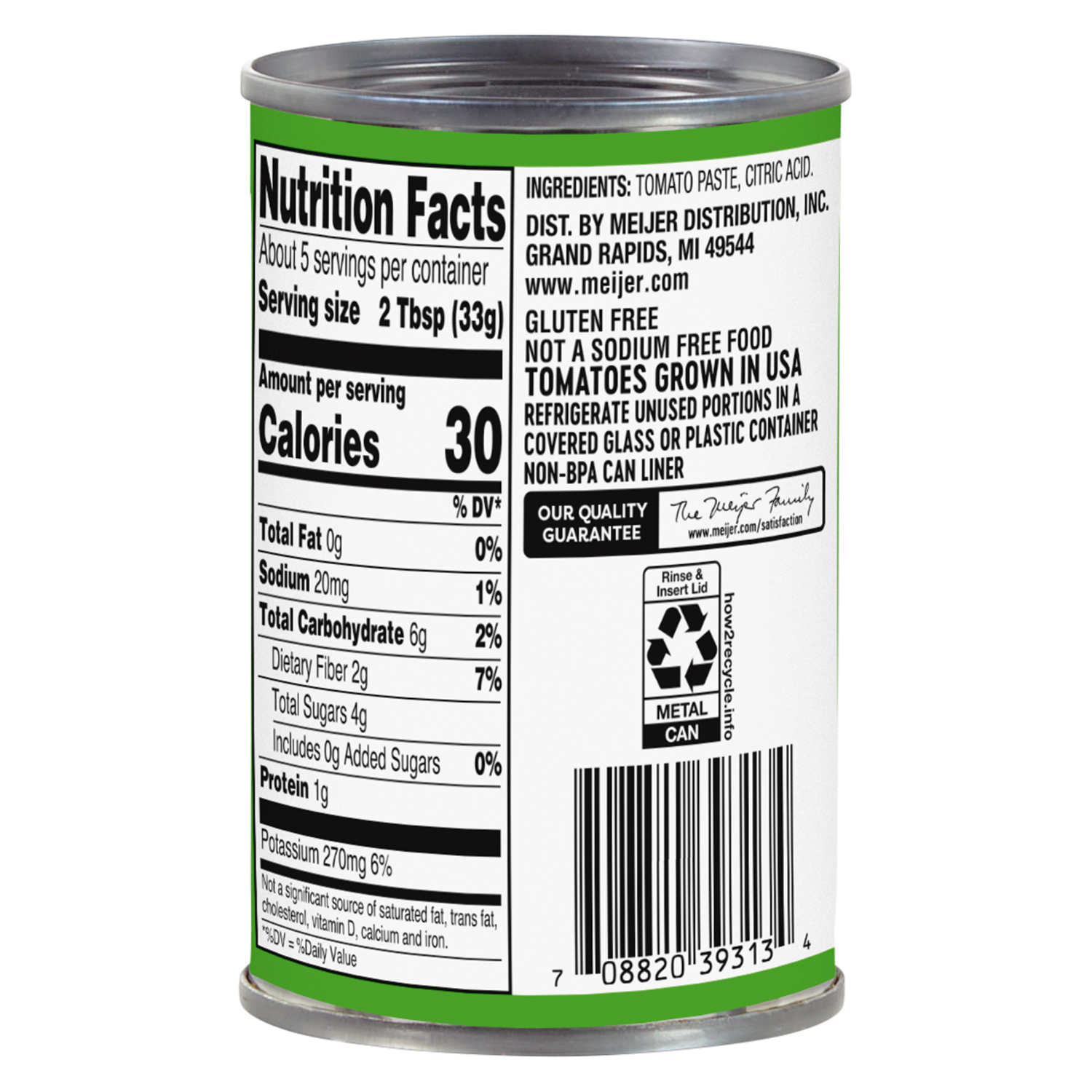 slide 2 of 2, Meijer No Salt Added Tomato Paste, 6 oz, 6 oz