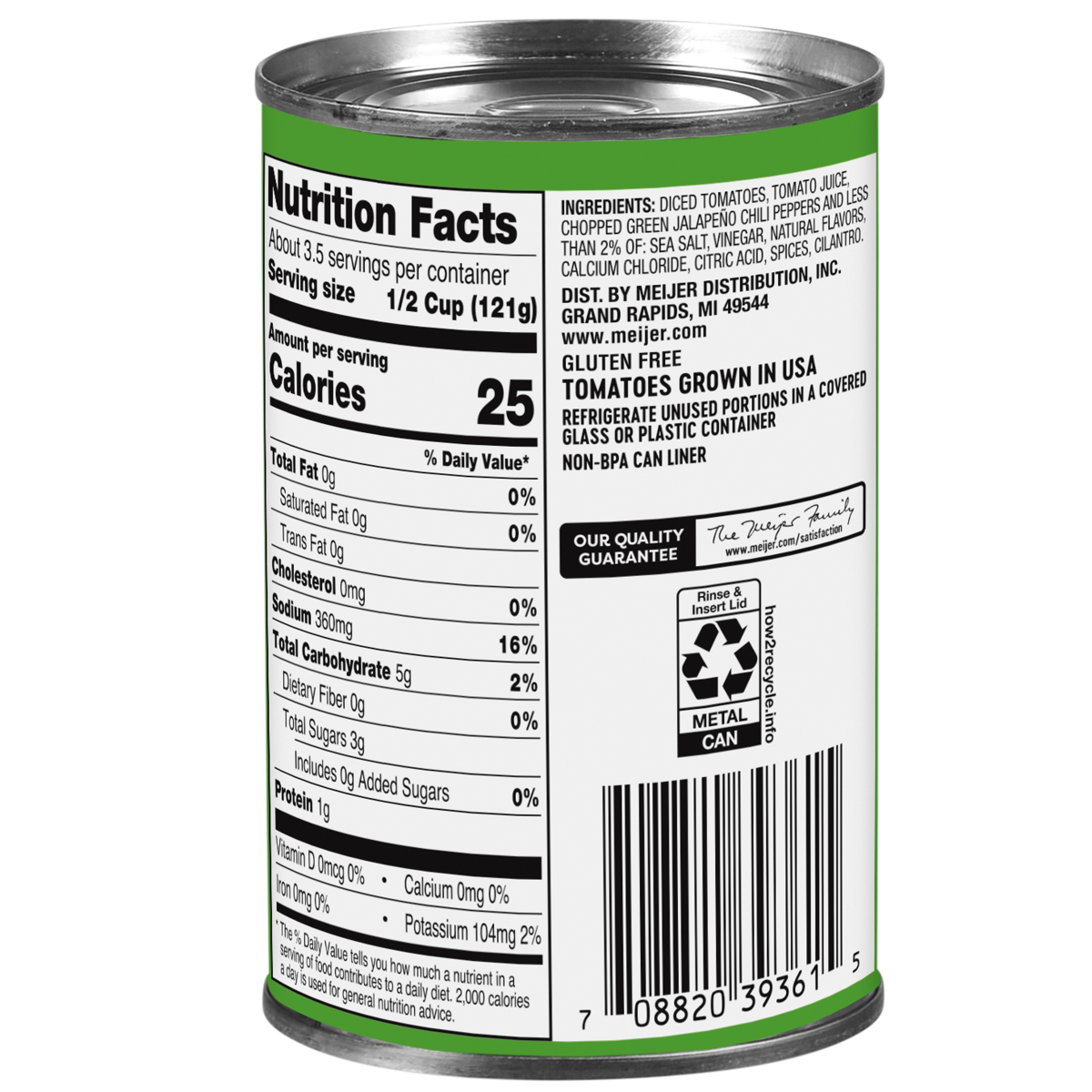 slide 2 of 2, Meijer Original Diced Tomatoes & Green Chilis, 14.5 oz