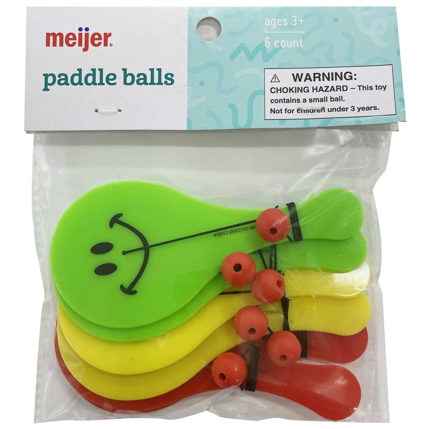slide 1 of 1, Meijer Paddle Balls, 6 ct