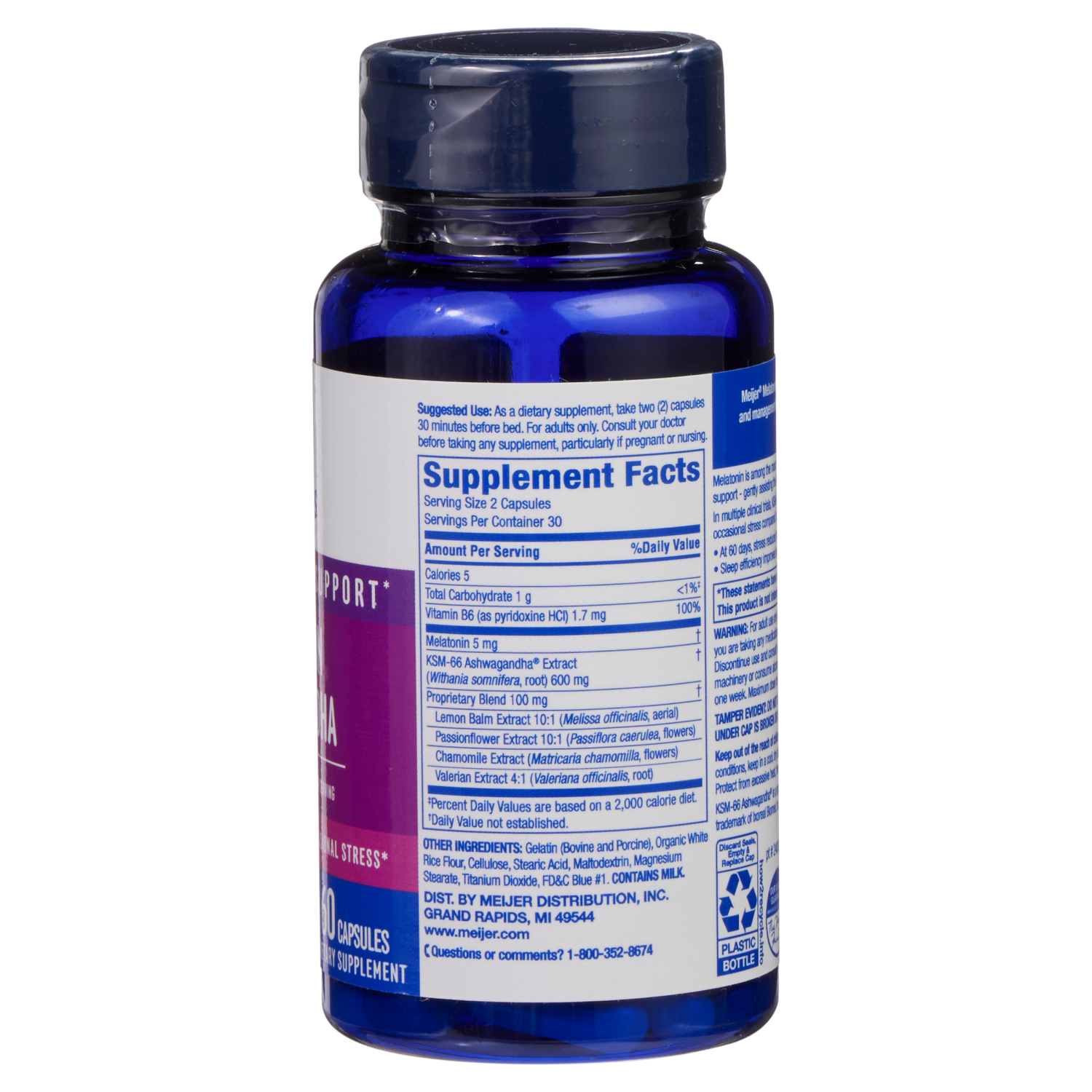 slide 3 of 5, MEIJER WELLNESS Meijer Melatonin + Ashwagandha/Ksm-66, 60 ct