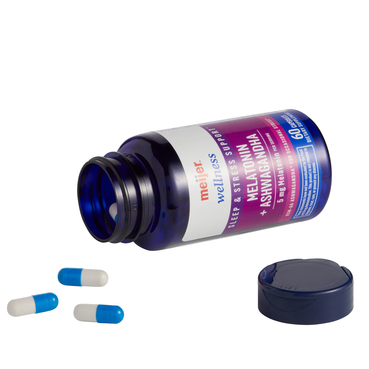 slide 4 of 5, MEIJER WELLNESS Meijer Melatonin + Ashwagandha/Ksm-66, 60 ct