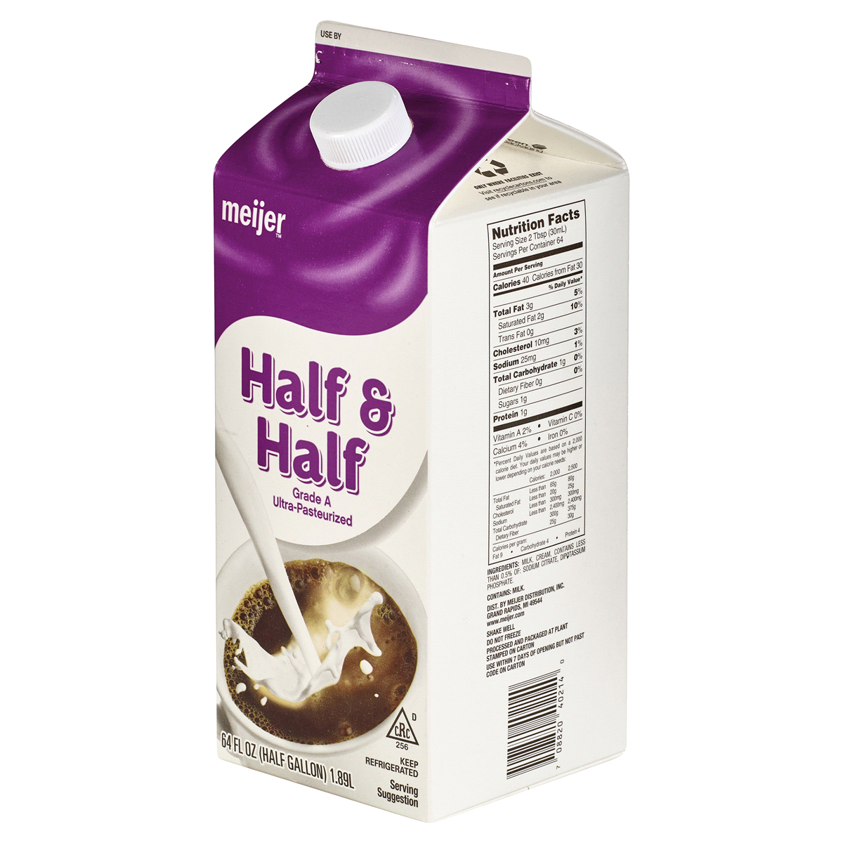 slide 4 of 6, Meijer Ultra-Pasteurized Half and Half, 64 fl oz