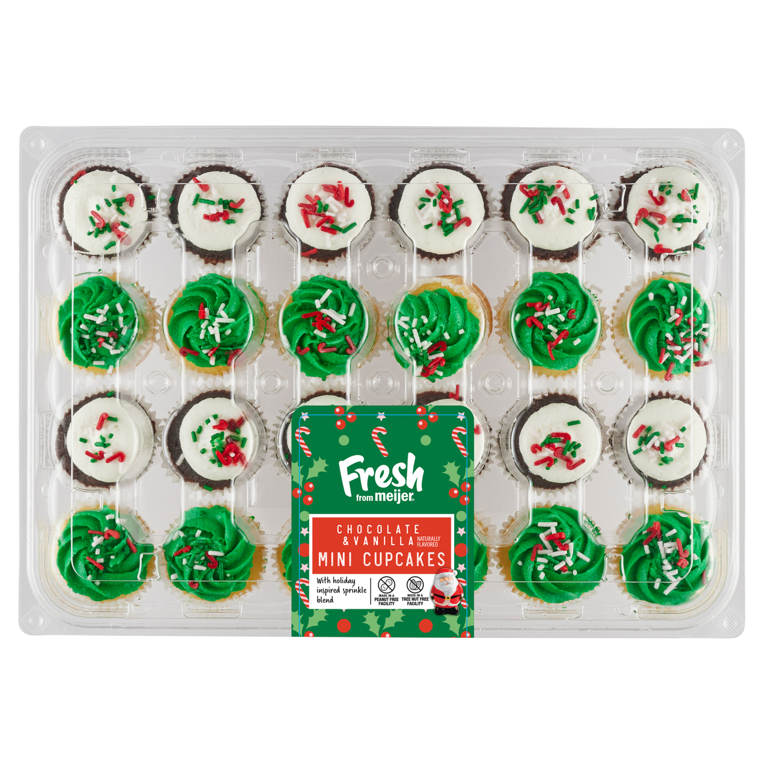 slide 1 of 4, FRESH FROM MEIJER Meijer Mini Cupcakes, Christmas Mix, 24 ct, 24 ct