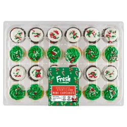 FRESH FROM MEIJER Meijer Mini Cupcakes, Christmas Mix, 24 ct