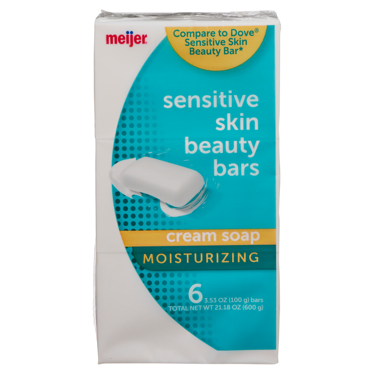 slide 2 of 7, Meijer Sensitive Skin Beauty Bar Soap, 6 ct, 21.18 oz, 6 ct