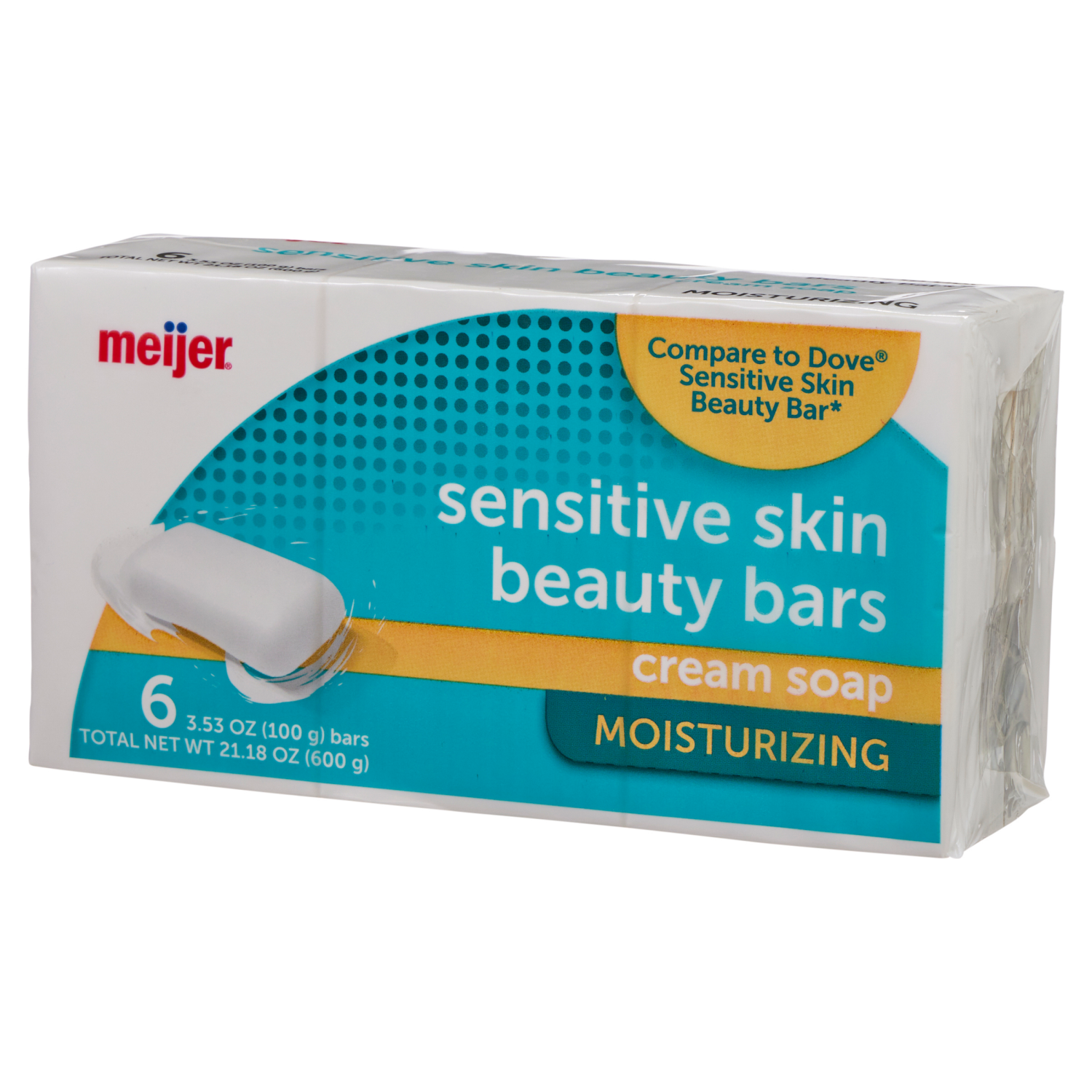slide 5 of 7, Meijer Sensitive Skin Beauty Bar Soap, 6 ct, 21.18 oz, 6 ct