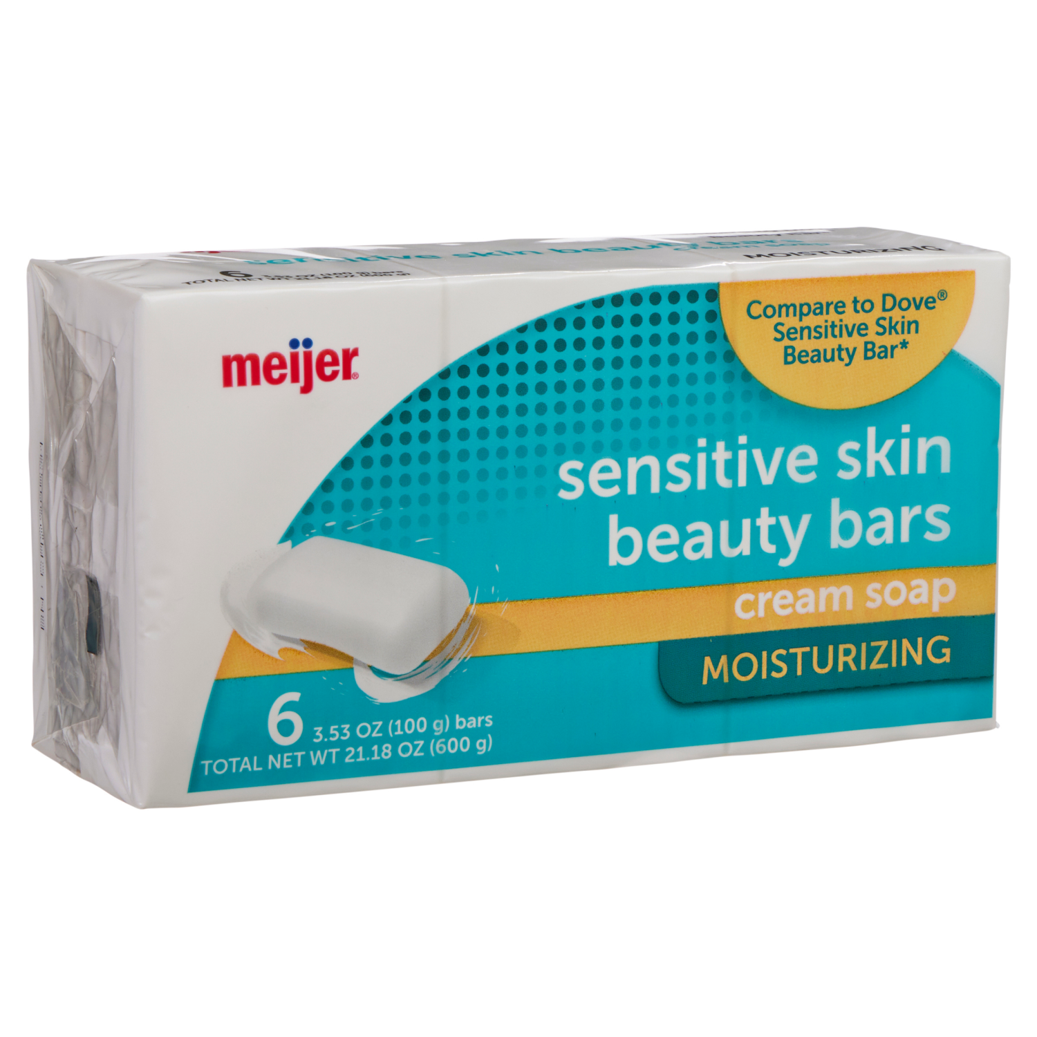 slide 6 of 7, Meijer Sensitive Skin Beauty Bar Soap, 6 ct, 21.18 oz, 6 ct