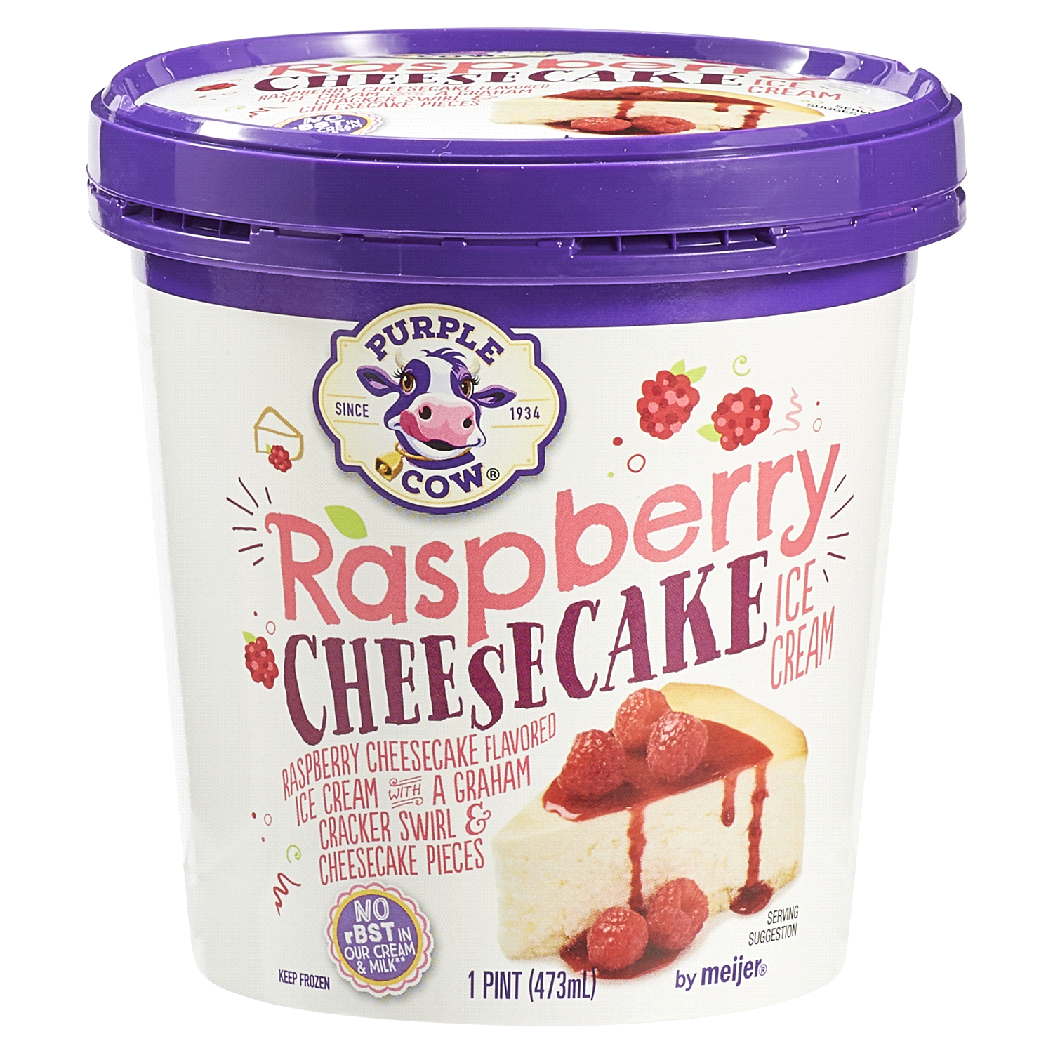 slide 1 of 5, Purple Cow Raspberry Cheesecake Ice Cream, 16 oz