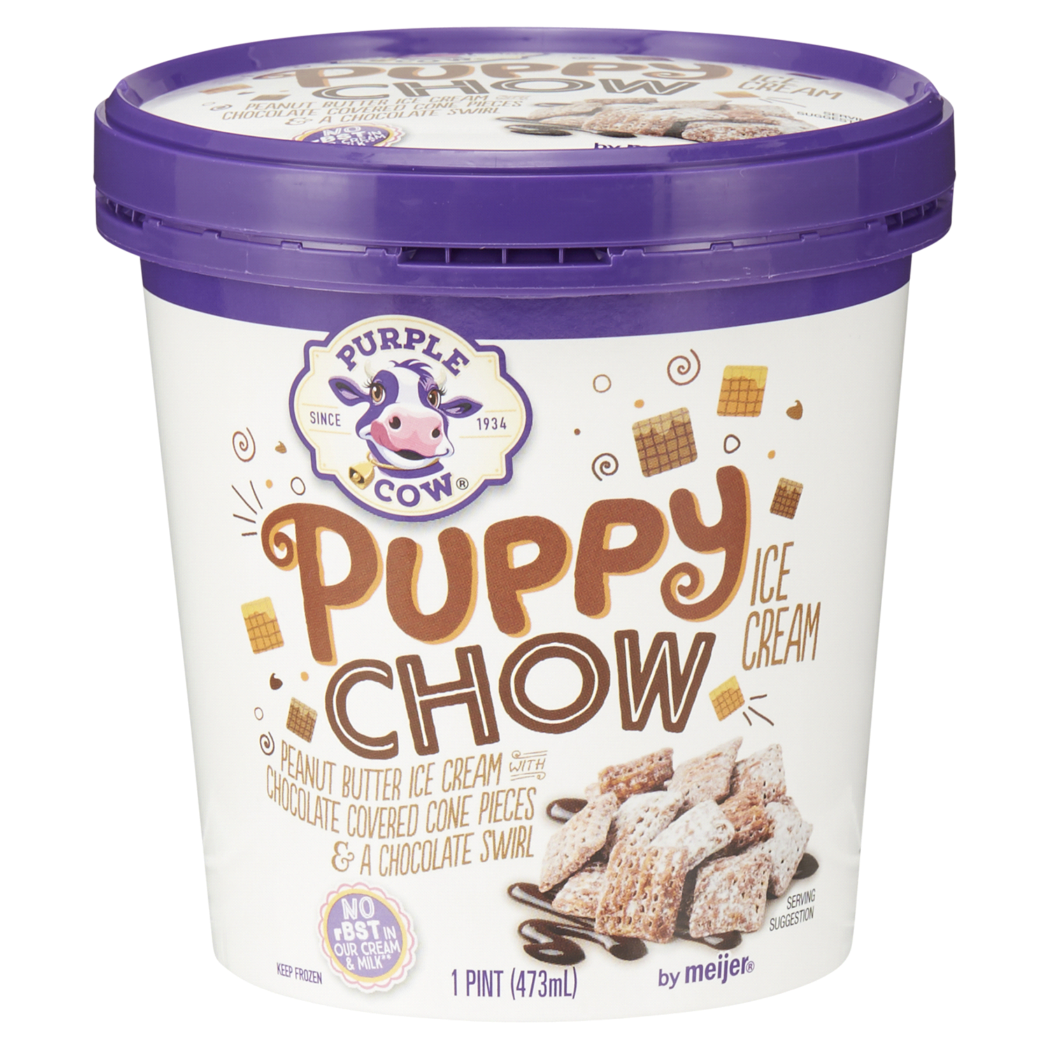 slide 1 of 1, Purple Cow Puppy Chow Ice Cream, 16 oz