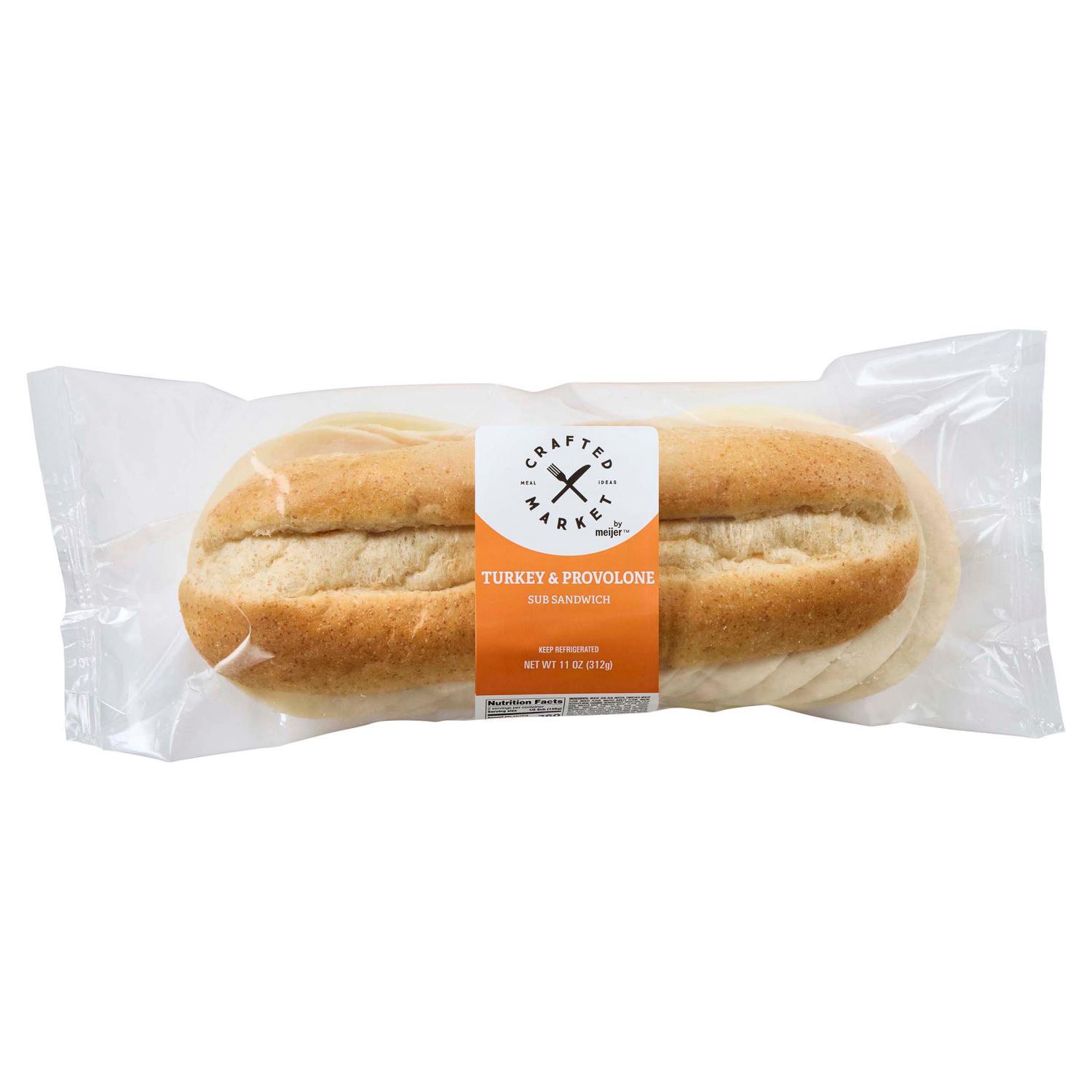 slide 1 of 3, Crafted Market By Meijer Turkey & Provolone Sub, 11 Oz., 11 oz