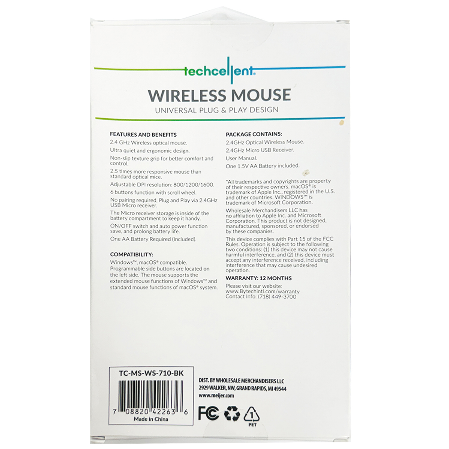 slide 2 of 5, Techcellent Wireless Mouse 4D Blk/Silver, 1 ct