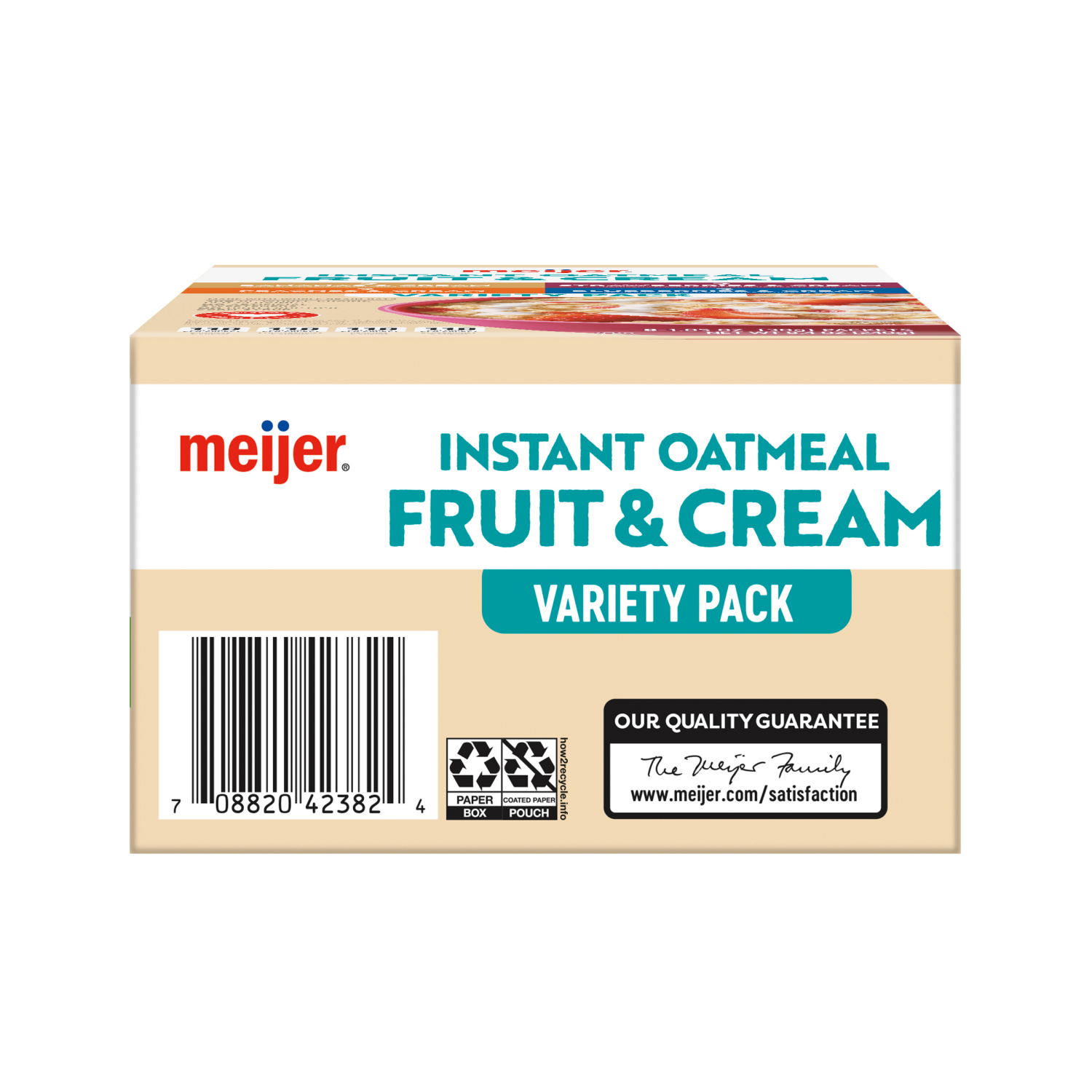 slide 3 of 8, Meijer Instant Oatmeal Fruit & Cream Variety Pack, 8 Count, 8 ct