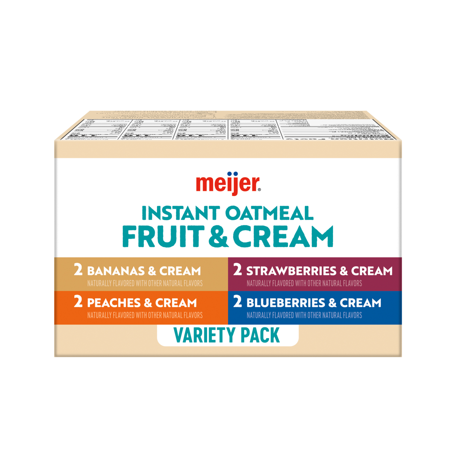 slide 8 of 8, Meijer Instant Oatmeal Fruit & Cream Variety Pack, 8 Count, 8 ct