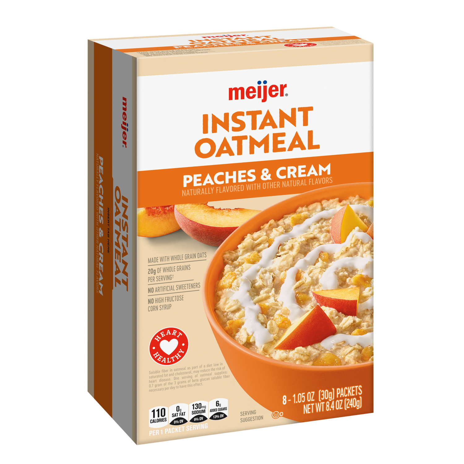 slide 6 of 8, Meijer Peaches & Cream Instant Oatmeal, 10 ct