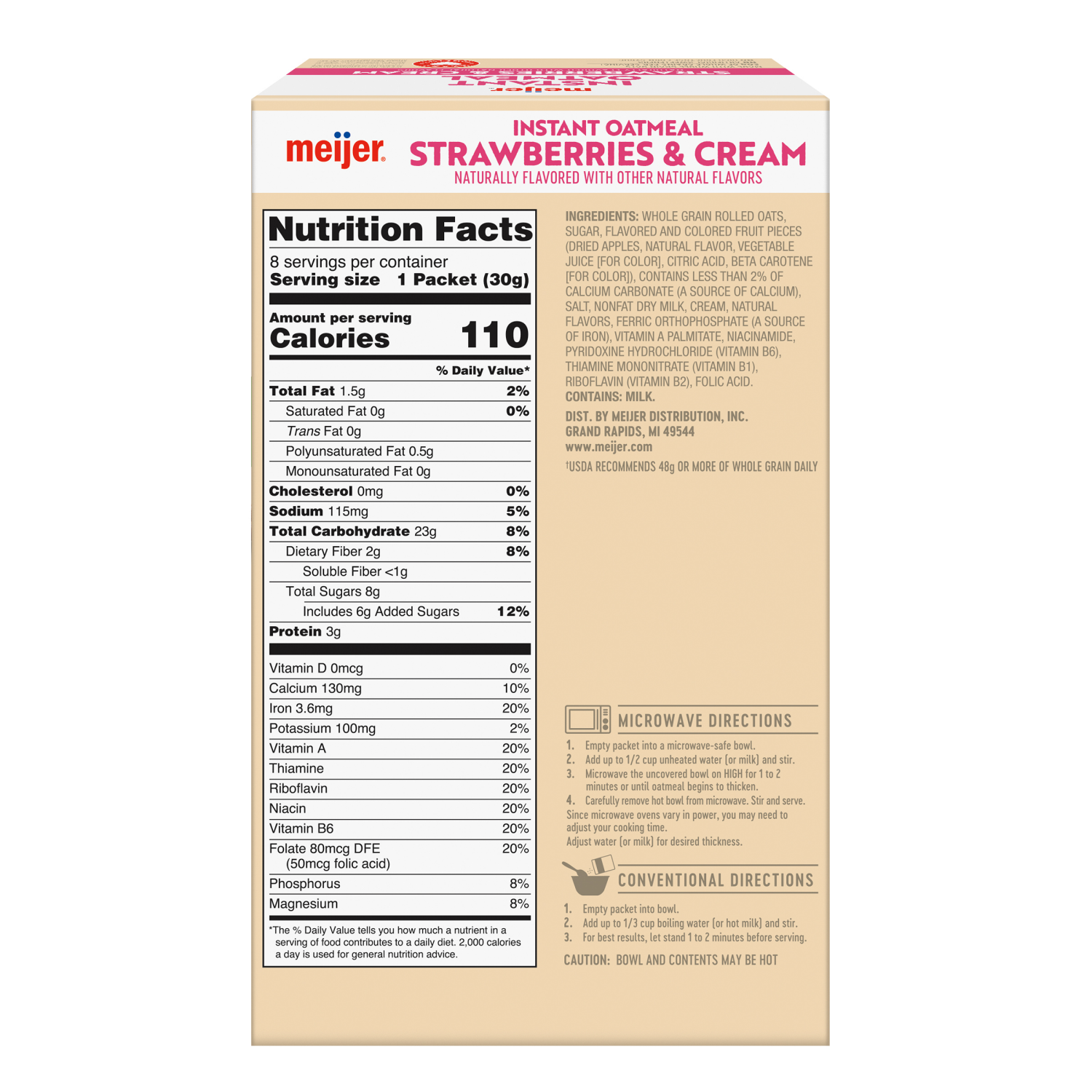 slide 2 of 8, Meijer Strawberries & Cream Instant Oatmeal - 10 ct, 10 ct