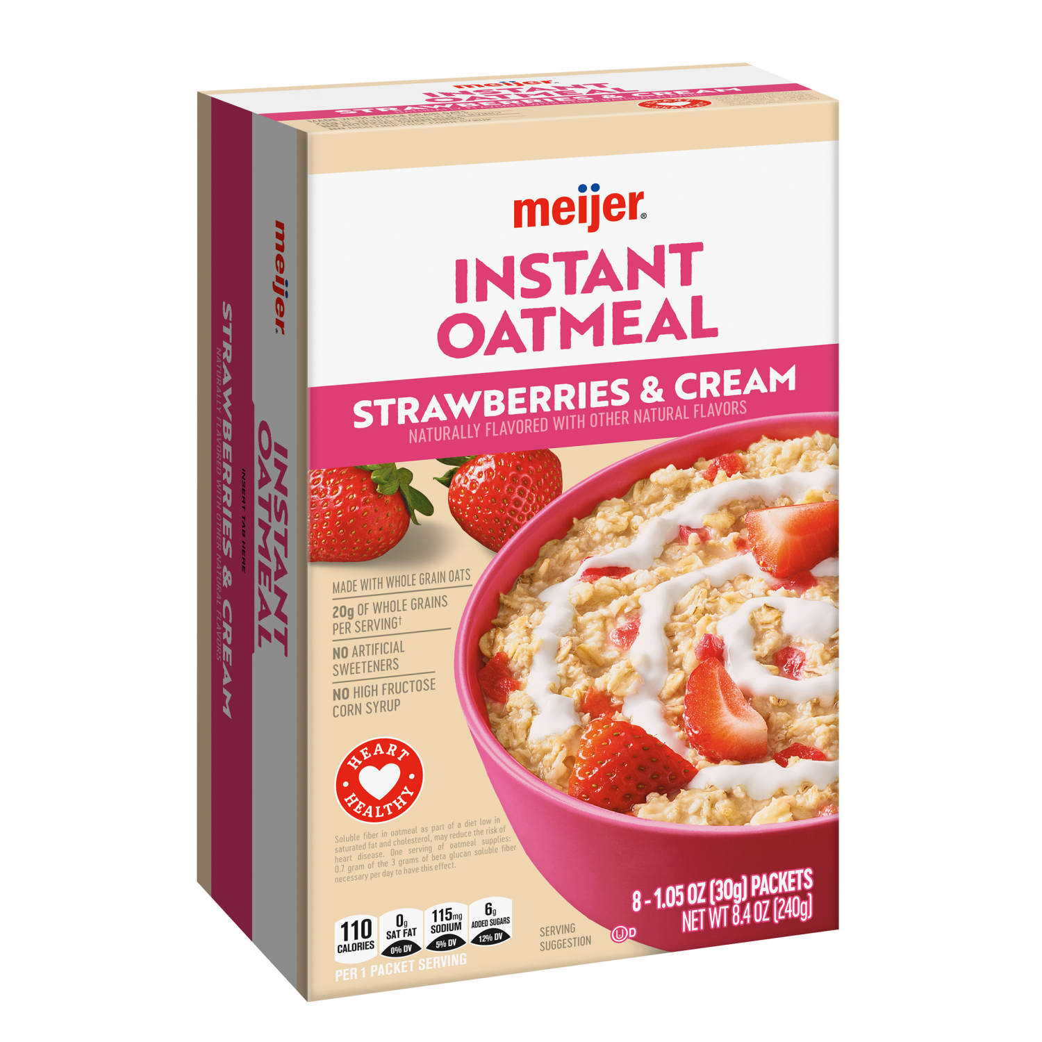 slide 6 of 8, Meijer Strawberries & Cream Instant Oatmeal - 10 ct, 10 ct