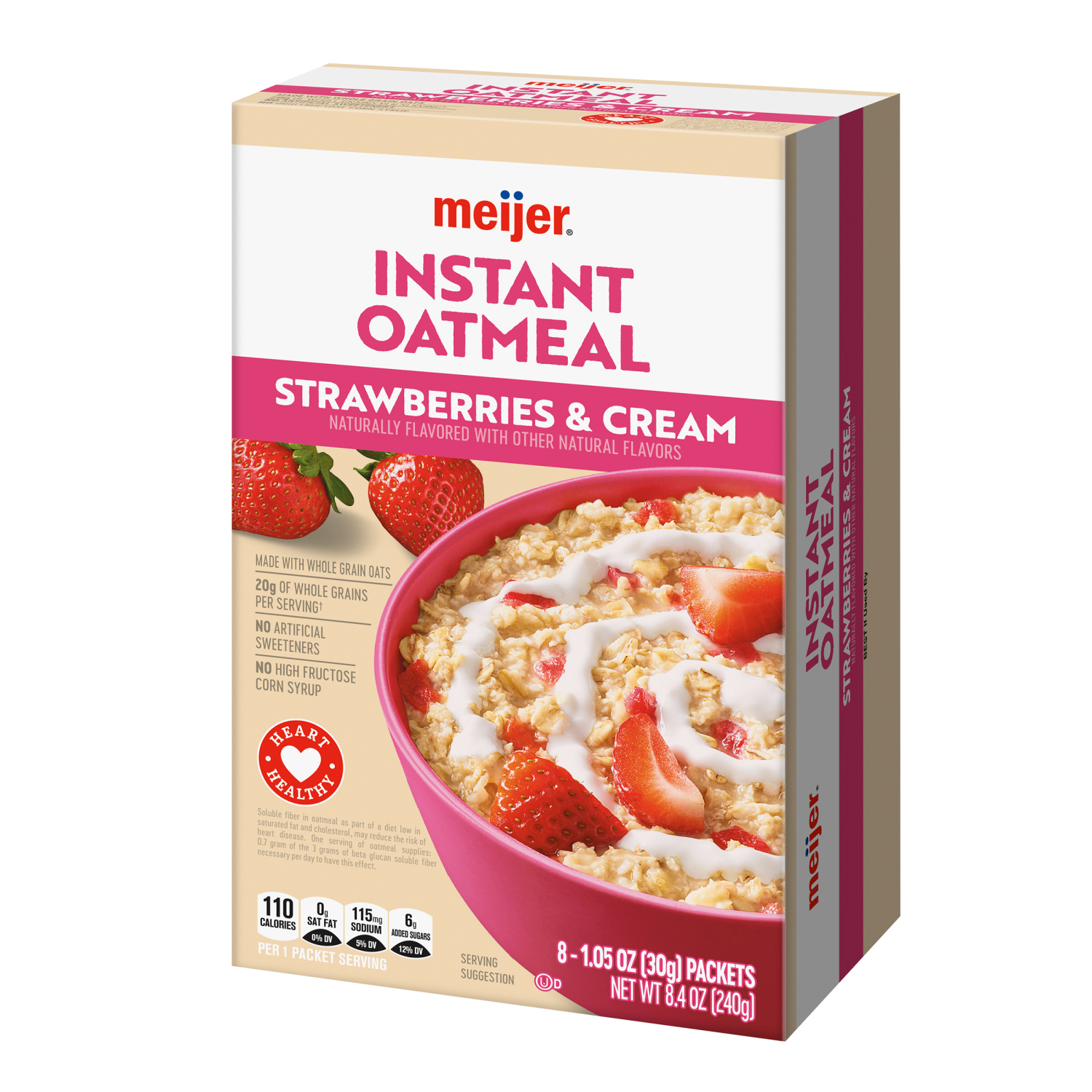 slide 7 of 8, Meijer Strawberries & Cream Instant Oatmeal - 10 ct, 10 ct