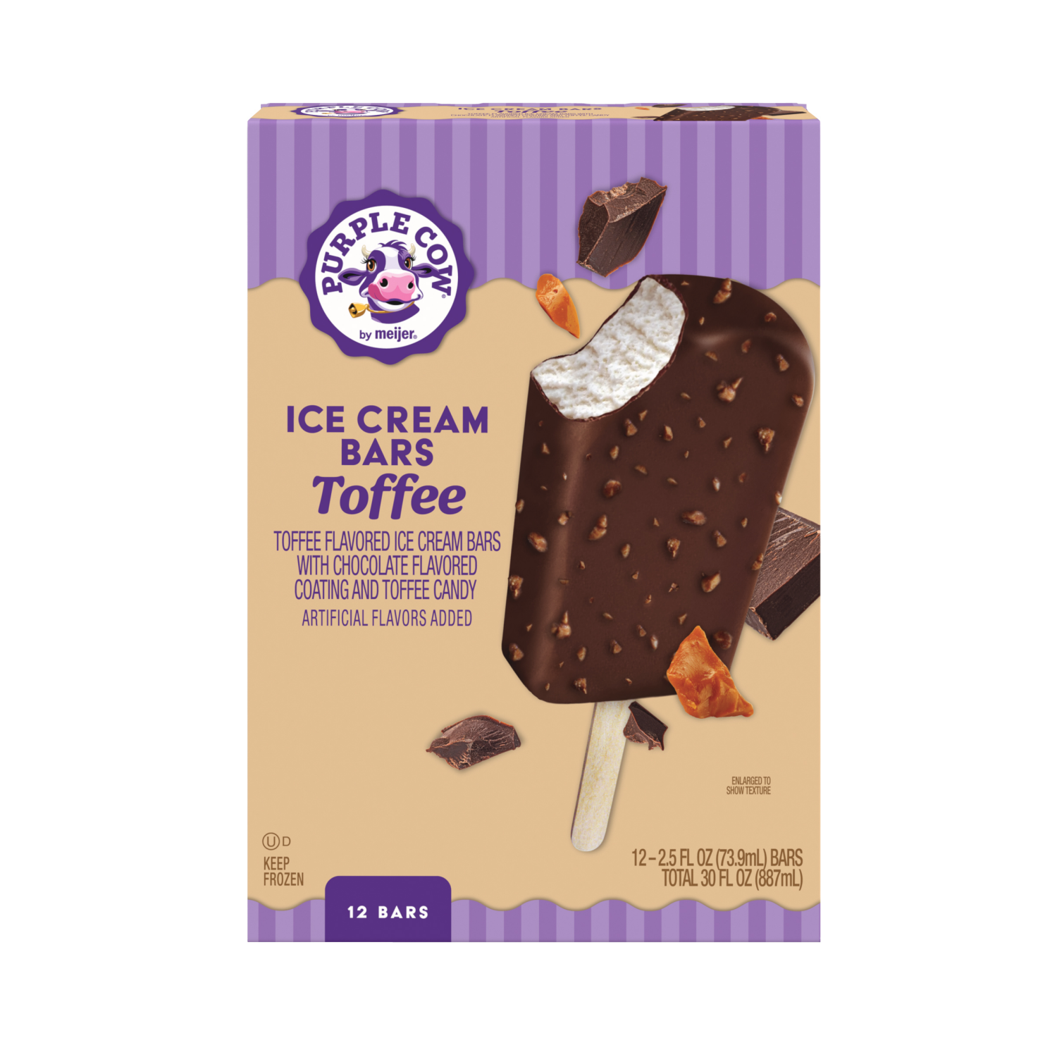 slide 1 of 6, Purple Cow Toffee Ice Cream Bars, 12 ct