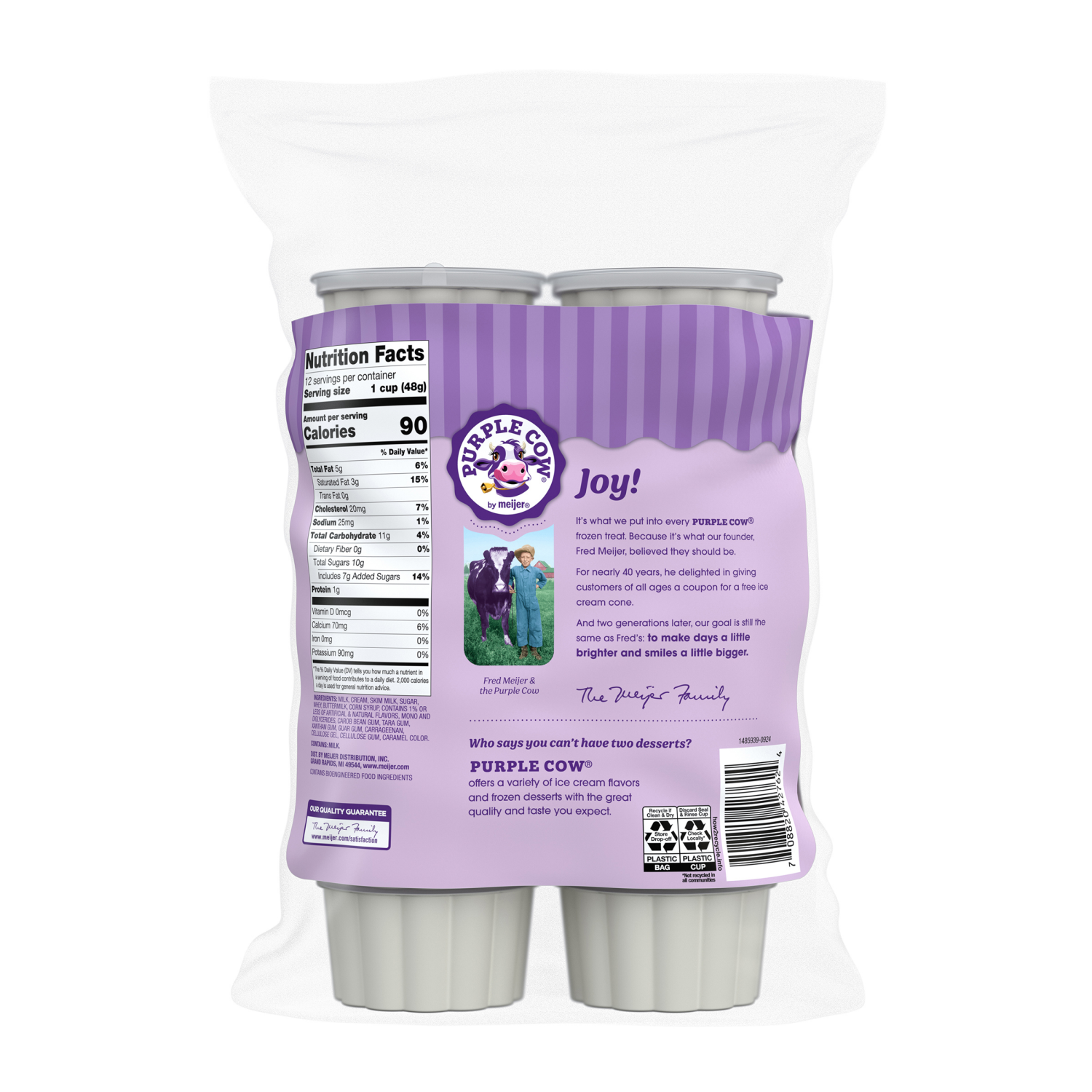 slide 2 of 2, Purple Cow Vanilla Ice Cream Cups, 12 ct