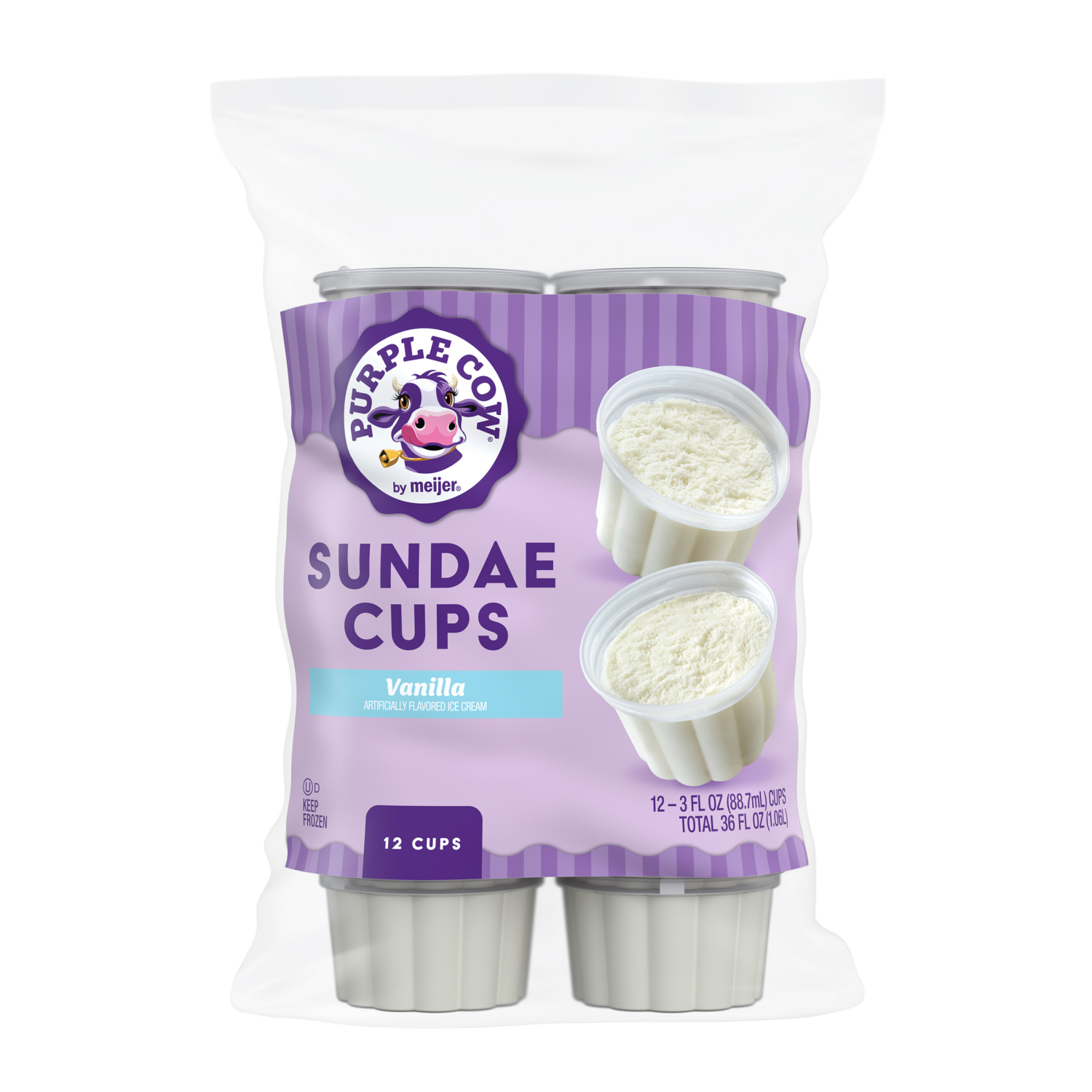 slide 1 of 2, Purple Cow Vanilla Ice Cream Cups, 12 ct
