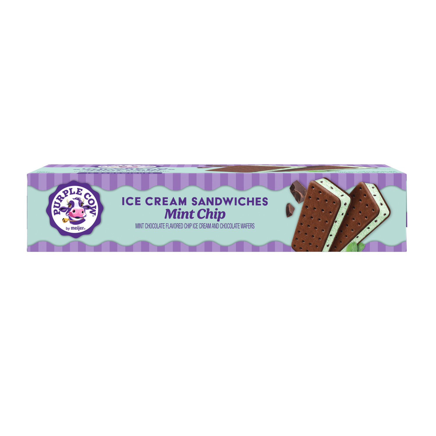 slide 4 of 6, Purple Cow Mint Chocolate Chip Ice Cream Sandwiches, 38.4 oz
