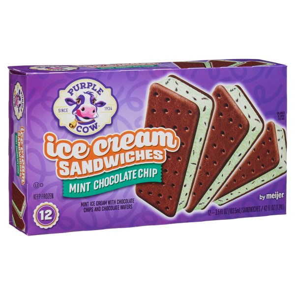 slide 22 of 29, Purple Cow Mint Chocolate Chip Ice Cream Sandwiches, 38.4 oz