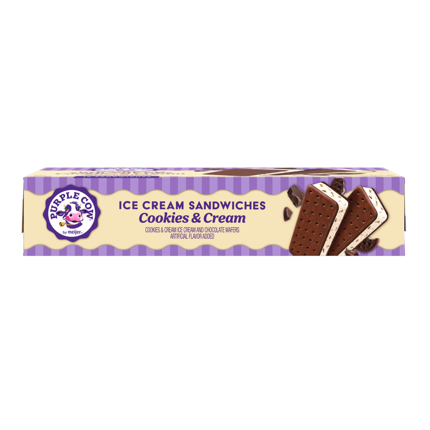 slide 3 of 6, Purple Cow Cookies & Cream Ice Cream Sandwiches, 12 ct