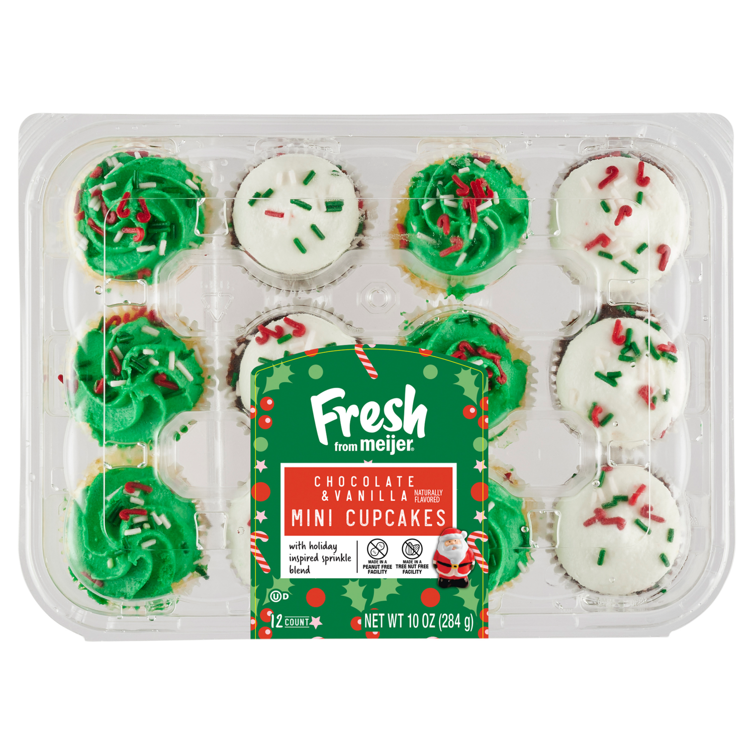 slide 1 of 4, Meijer Mini Cupcakes, Christmas Assorted /, 12 ct, 10 oz