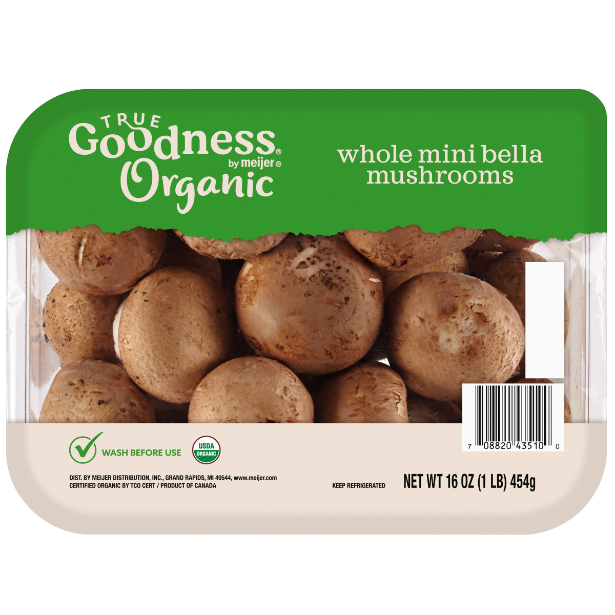 slide 1 of 5, True Goodness Organic Whole Mini Bella Mushrooms, 16 oz, 16 oz