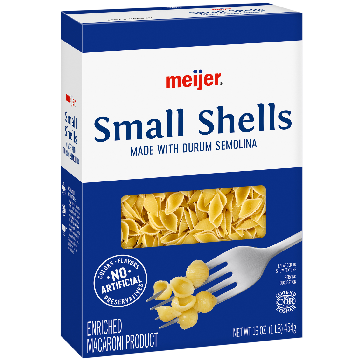 slide 6 of 8, MEIJER BOX SMALL SHELLS, 16 oz