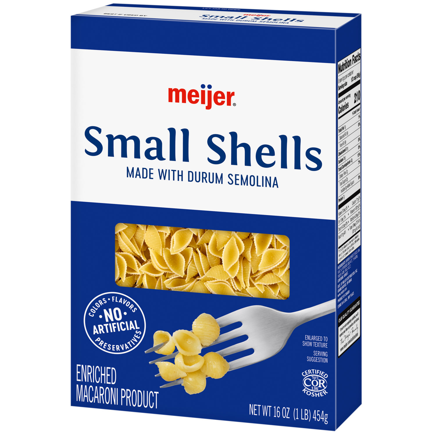 slide 7 of 8, MEIJER BOX SMALL SHELLS, 16 oz